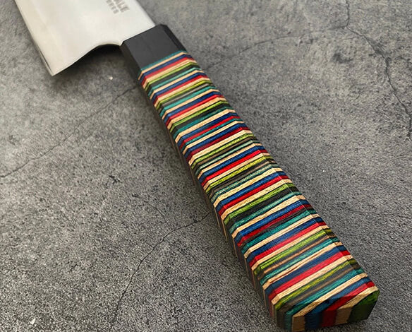 180mm Bunka. San Mai 440C. Stabilized Skateboard Material Handle
