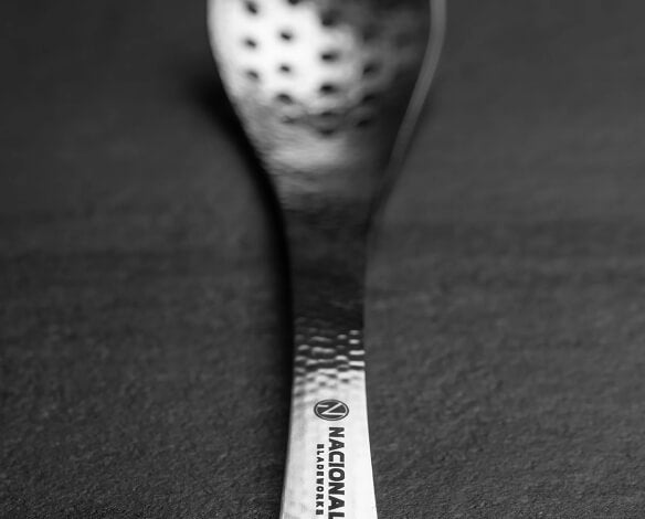 180mm Hammered Slotted Spoon. (Spherification Spoon)